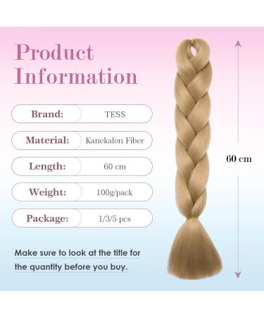 Tess Braids Extensions - 60 cm Jumbo Kanecalon Kunsthaar Hair Braids (Medium Blonde #24) for Box Braids - 100g/Bundle (1 Piece) - Buy Online on SooperMarket.com