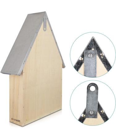 Navaris XL Wooden Insect Hotel - Natural Wood Garden Shelter for Bees, Butterflies, Ladybugs - 23 x 40 x 7 cm - Buy Online on SooperMarket.com