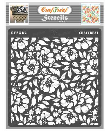 CrafTreat Flower Stencils for Painting on Wood, Canvas, Paper, Fabric, Floor, Wall and Tile - Anemone Background - 6x6 Inches - Reusable DIY Art and Craft Stencils for Painting Flowers Anemone Background 6"X6"