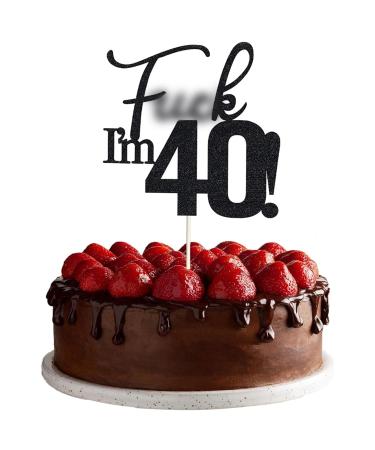 VIKY Tortendeko 40 Birthday Mann 40th Kuchendeko Birthday Glitter Cake Deco 40th birthday Cake Topper Birthday 40 Kuchendeko Birthday Black 40th Birthday Party Cake Deco