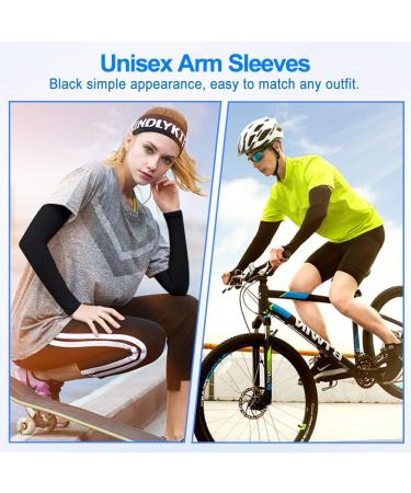 Siyingsaery UV Protection Arm Sleeves - 2 Pairs Black Slide-Resistant Elastic Sun Protection for Men & Women - Anti-UV Arm Protectors for Running & Basketball - Buy Online on SooperMarket.com