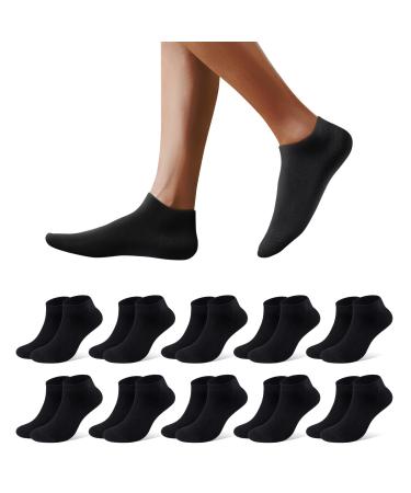MOWENTI 10 pairs unisex sneaker socks short sports sock cotton breathable ankle socks for leisure and running 39-42 2-black