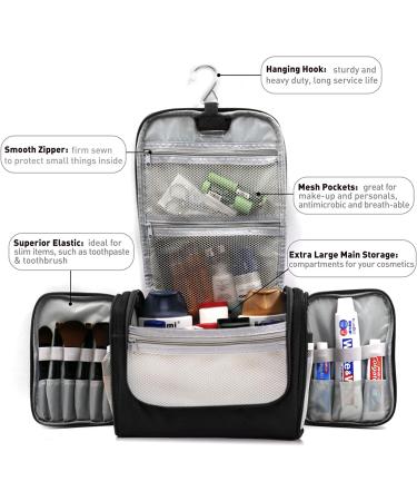 Extra Large Hanging Toiletry Bag for Men & Women - Waterproof Shower Bag with Metal Hook - Dopp Kit/Shaving Bag - Makeup Organizer (Black) - Buy Online on SooperMarket.com