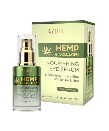 AZURE Hemp & Collagen Nourishing Eye Serum - Moisturizing  Firming & Toning | Reduces Wrinkles  Fine Lines & Under Eye Bags | Restores Tired  Dehydrated Skin | Made in Korea - 30mL / 1 fl.oz.