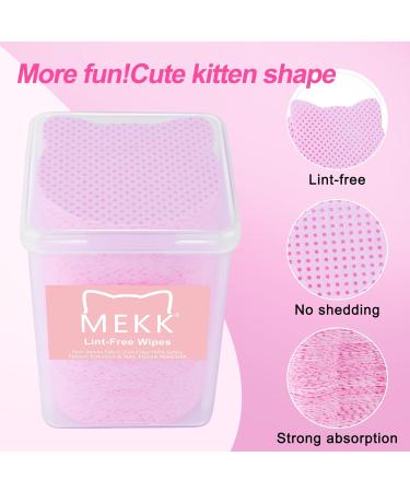 MEKK Lint Free Nail Wipes - 400PCS Cat Shape Remover Pads for Nail Polish & Lash Extensions | Super Absorbent Non-Woven Fabric - Pink - Buy Online on SooperMarket.com