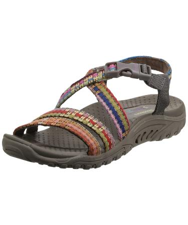Skechers Women's Reggae-Sew Me-Boho Woven Strappy Slingback Sandal 8 Taupe