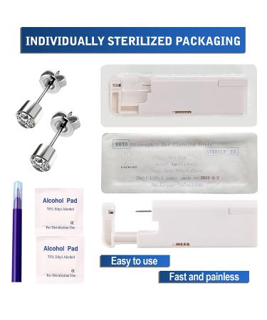 2Pcs Disposable Aseptic Ear Piercing Kit with Built-in Silver 4mm Ear Studs - Buy Online on SooperMarket.com
