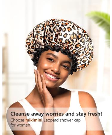 Mikimini Leopard Shower Hoods for Girls - Medium Size 2-Pack Waterproof & Reusable with Black Lace - Buy Online on SooperMarket.com