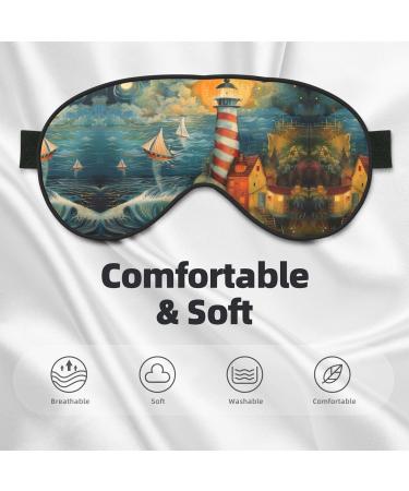 SSIMOO Seaside Lighthouse Soft Sleep Eye Mask | Breathable Eye Patch for Women | Perfect for Travel & Relaxation - Black - Buy Online on SooperMarket.com