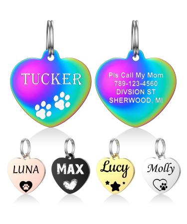 ID Tags for Dogs Cats - YEHANTI Personalised Dog Tag Engraved Stainless Steel Dog Tags Cat Tags for Pets with Various Cute and Beautiful Icons ID Name Tags for Dog Doggy Cat Kitten Heart