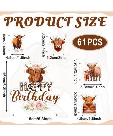Tanlade 61 Pcs Highland Cow Cake Topper and Highland Cow Cupcake Topper Highland Cow Birthday Decorations Highland Cattle Cake Decorations for Farm Animal Zoo Boy Girl Birthday Party Decor - Buy Online on SooperMarket.com