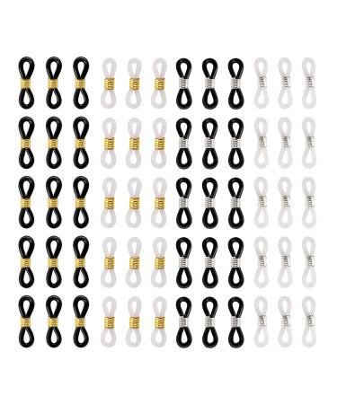 100 Pcs Eyeglass Chain Ends Glasses Chain Loop Holder Silicone Eyeglass Chain Connector Adjustable Flexible Rubber Spring Strap Ends Holder Anti Slip Silicone Connector Holder Retainer for Sunglasses