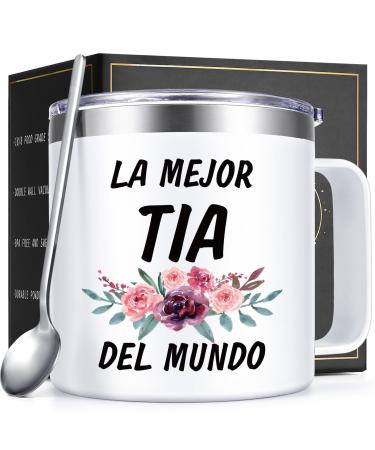 Lifecapido Aunt Gifts Tia Gifts from Niece Nephew Best Aunt Ever Gifts La Mejor tia Del Mundo Insulated Coffee Mug with Lid Mother's Day Christmas Birthday Gifts for Aunt Auntie 14OZ