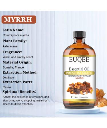 Premium Myrrh Essential Oil 118mL - Pure Natural Plant Extract for Diffuser, Soap, Candle Making - Glass Dropper Included - Buy Online on SooperMarket.com