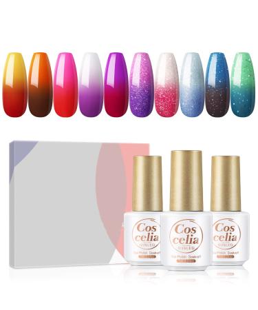 10 Pcs Color Changing Gel Nail Polish Set Full Color Collection Gel Polish Set Temperature Changing Color for Nail Art #5