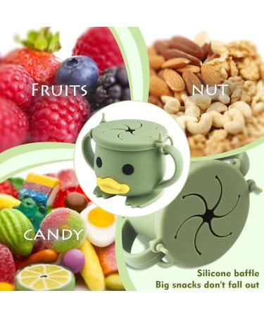 Qshare Silicone Baby Snack Cup - Non Spill Toddler Snack Catcher with Lid for Finger Food - Sage Green, BPA Free & Portable - Buy Online on SooperMarket.com