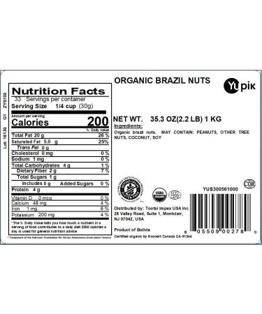 Yupik Organic Brazil Nuts 2.2 lb - Non-GMO, Vegan, Gluten-Free - Buy Online on SooperMarket.com