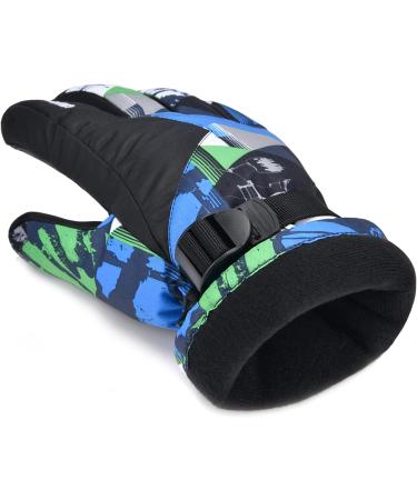 Winter Ski Gloves RunRRIn | Waterproof & Breathable Snow Gloves for Men, Women, and Kids | Black-Blue | Size L (Fits Boys 11-15 years old) - Buy Online on SooperMarket.com