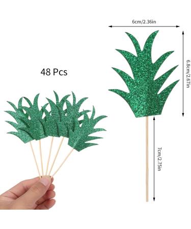 HomeSoGood 48PCS Pineapple Cupcake Toppers Pineapple Donut Theme Tropical Green Cake Decorations - Buy Online on SooperMarket.com