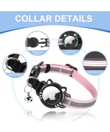 Ytanest Luminous AirTag Cat Collar | Reflective & Breakaway with Apple AirTag Holder | GPS Tracker & Safety Elastic Band | Pink XS (7-9 Inch) - Buy Online on SooperMarket.com