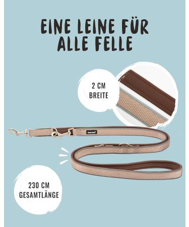 Rudelknig Dog Leash Paola 2.30m - Adjustable Reflective Leash for Medium & Large Dogs - Stylish Rose Color - Buy Online on SooperMarket.com