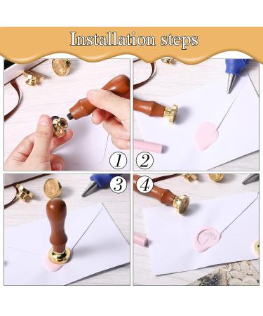 Chrisfall 6 Pcs Floral Wax Seal Stamp Set for Wedding Greeting Cards - Botanical Sealing Stamper Kit with Wooden Handle and Brass Head - Buy Online on SooperMarket.com