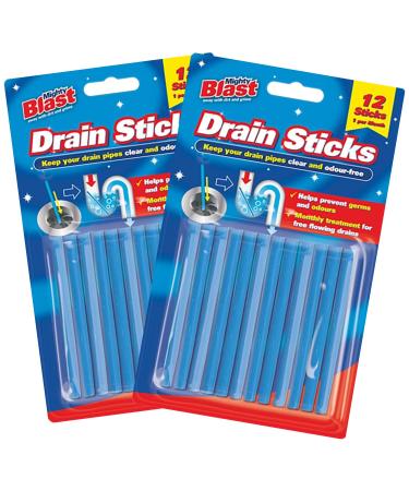 Mighty Blast Drain Sticks pack of 2 24 Sticks in total Drain Cleaner Pipe Unblocker Sink Unblocker Perfect for Bathroom and Kitchens Prevents Bad Odour Hair Blockages