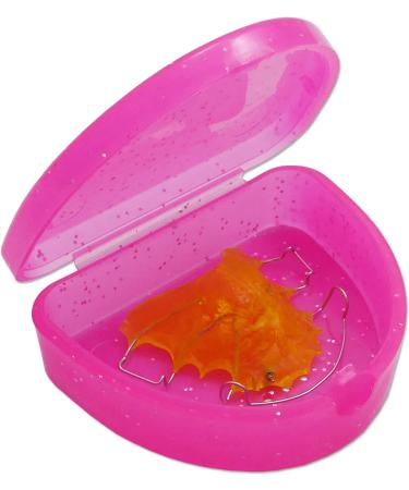 Slim Orthodontic Dental Case - Colour & Glitter Choices for Retainers Bleaching Trays Dentures & More (Glitter Pink) - Buy Online on SooperMarket.com