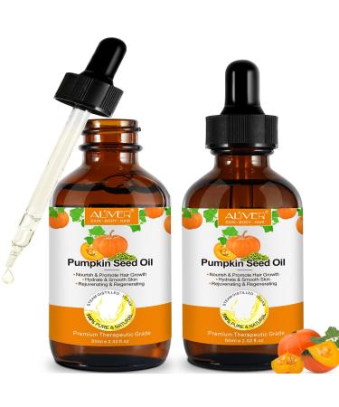 2 PCS Pumpkin Seed Oil for Hair Pumpkin Seed Oil 100% Pure Pumpkin Seed Oil Cold Pressed for Skin Face Hair Care Eyebrow and Eyelash Perfect for Hydrating & Repairing Dry Damaged Hair 2PCS pumpkin
