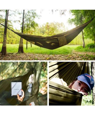 COVACURE Double Camping Hammock with Net - Lightweight & Portable for Outdoor, Hiking, Backpacking - Green - Buy Online on SooperMarket.com