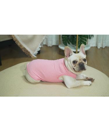 Sychien Combed Cotton Dog Shirt | Soft Cool Tee for Large Bulldogs | Pink & Rose Striped | XL Size - Buy Online on SooperMarket.com