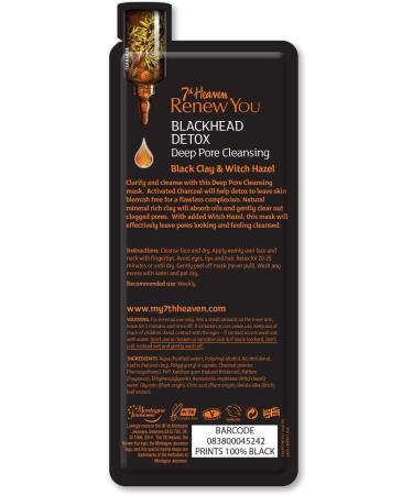7th Heaven Renew You Blackhead Detox Deep Pore Cleansing Peel Off Mask Black Clay and Witch Hazel 0.021 Kg - Buy Online on SooperMarket.com