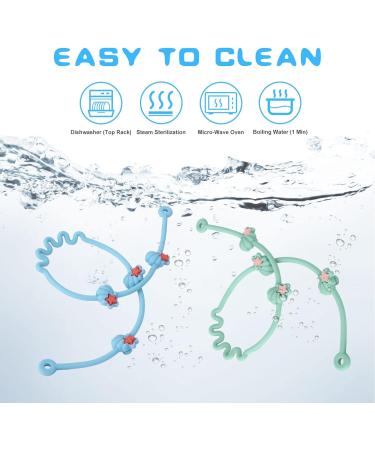 Vicloon Silicone Toy Clip 2Pcs Toy Safety Straps Food Grade Silicone Pacifier Clips Sippy Cup Strap Adjustable Stroller Pacifier Strap Hanging Toys Baby Toy Anti Drop Chain Blue/Green - Buy Online on SooperMarket.com