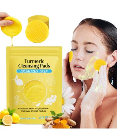 Turmeric Cleansing Pads Turmeric Cleansing Pads for Oily & Sensitive Skin tumeric Pads Gentle Cleansing Turmeric Pad for Dismiss Acne Blemishes Dull Skin Helps Balance Skin Oil 60PCS