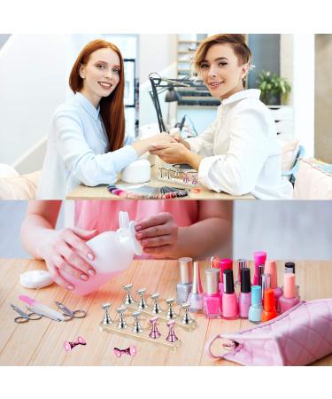 2 Set Acrylic Nail Practice Stand | Magnetic Nail Tip Art Display Holder with Reusable Adhesive Putty - Manicure Tool for Home & Salon (Metal Pink & Silver - Buy Online on SooperMarket.com