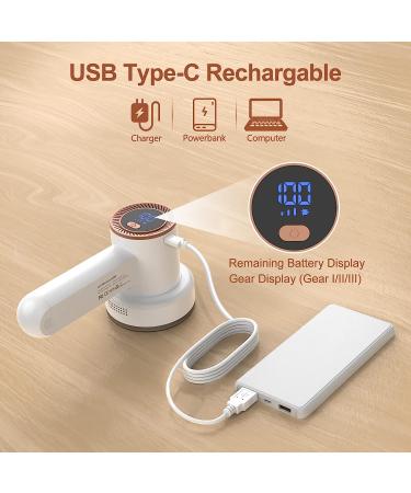 HOMEASY Fabric Shaver Rechargeable Lint Remover with 3 Blades & LED Display - White | Removes Fuzz from Sweaters, Couches, Clothes, Carpets & Furniture - Buy Online on SooperMarket.com