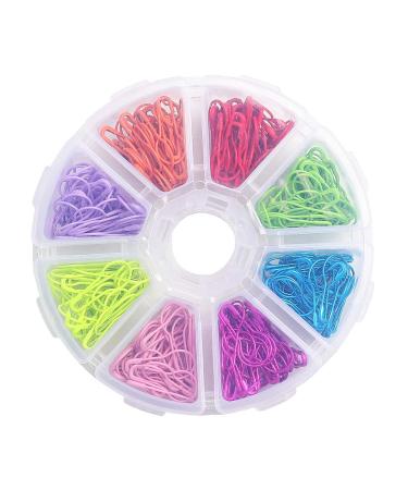 Colorful Metal Knitting Pins Stitch Markers Pear Shape Safety Pins for Sewing Clothing DIY Craft Making with Storage Box Knitting Counter Crochet Needle Clip Ring(8 colors-320pcs) 8colors(320pcs)