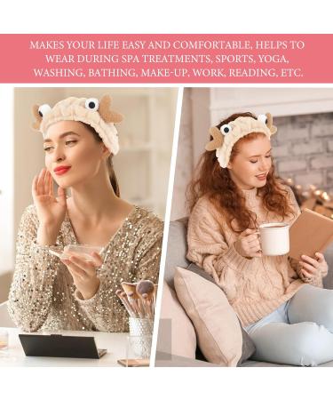 WLLHYF Face Wash Headband Facial Makeup Hairband Elastic Spa Headband Cute Coral Fleece Crab Hair Band Cartoon Creative Head Wraps Cute Christmas Hair Accessories for Women Girls Skincare Sports Khaki - Buy Online on SooperMarket.com