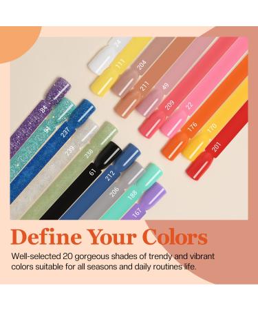 Modelones 20 Colors Dip Powder Nail Kit Nude Pink Acrylic Dipping System for French Nail Art | DIY Salon Manicure Set with Top/Base Coat Activator | 2022 Christmas Gift - Buy Online on SooperMarket.com