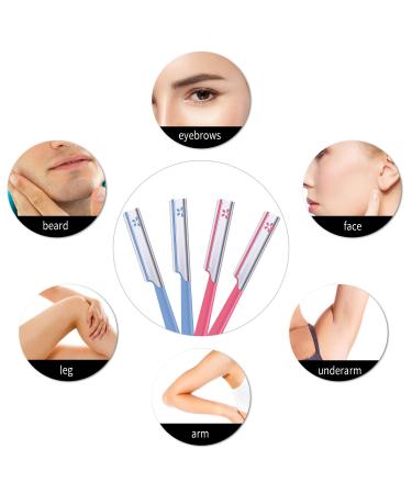 10-Piece Eyebrow Razor Set for Women - Facial Shaver & Brow Shaper Trimmer Dermaplaner Tool with Cover in Pink & Blue - Buy Online on SooperMarket.com