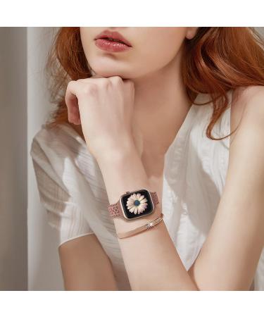 Lace Silicone Band Compatible with Apple Watch Bands 40mm 44mm 41mm 45mm 38mm 42mm Women Thin Slim Hollow-out Sport Strap Replacement Wristbands for iWatch SE Series 8 7 6 5 4 3 2 1 Smoke Violet Smoke Violet 38mm/40mm/41mm - Buy Online on SooperMarket.com