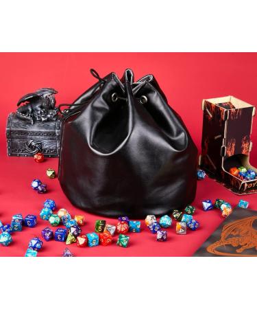 PUGED Large Dragon Leather Drawstring Dice Bag for RPG MTG Games - Black - Buy Online on SooperMarket.com