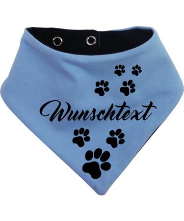 Both-sided multicolor dogs turning cloth (FB: light blue navy) (Gr.4- HU 45-52 cm) with your desired text size 4- neck circumference 45- 52 cm light blue navy blue