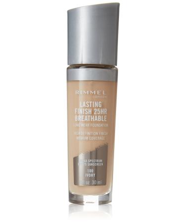 Rimmel London Lasting Finish 25HR Breathable Long Wear Foundation 100 Ivory 1 fl oz (30 ml)