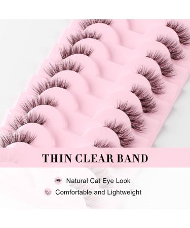 Glowingwin Half Lashes: Cat Eye False Eyelashes, Natural Look, 10 Pairs Corner Lashes, Handmade Reusable Mink Fluffy Lashes - Clear Band Half Lashes-09 - Buy Online on SooperMarket.com
