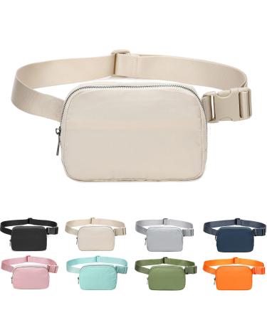Fanny Belt Bag Waist Pack Crossbody Bags Bum Bag for Running Hiking Travel Workout Adjustable Strap for Women -beige