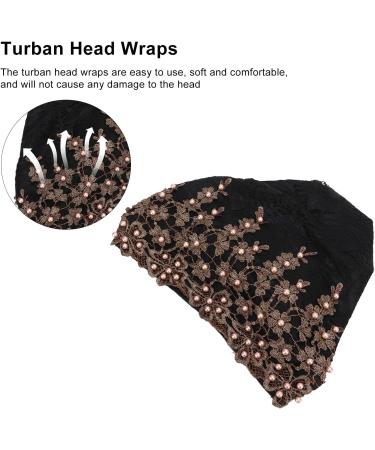 Soft Vintage Black Turban Head Wrap - Comfortable Embroidered Hair Turban for Everyday Use - Ideal Gift - Buy Online on SooperMarket.com