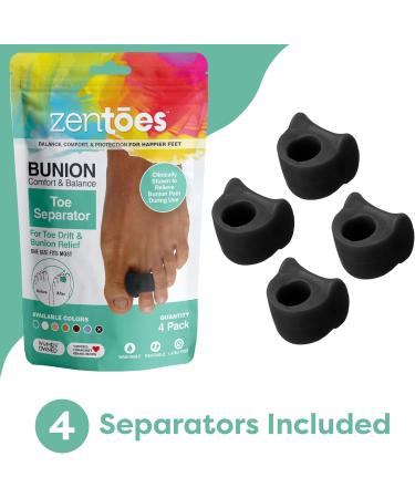 Zentoes Gel Toe Spreader for Overlapping Toes & Alignment - 4 Pieces (Black) | Corrective Spacer for Pain Relief - Buy Online on SooperMarket.com