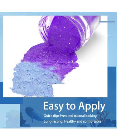 28g Blue & Purple Glitter Color Change Dip Powder Nails - Long-lasting No UV Light Needed (W-No.5) | International Shipping - Buy Online on SooperMarket.com