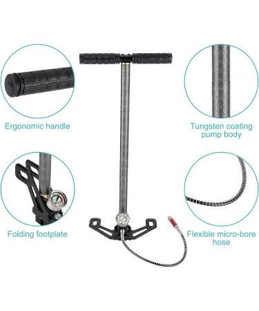 High Pressure Hand Pump | Stainless Steel Airgun PCP Pump with Gauge | 0-6000 psi | Black - Buy Online on SooperMarket.com